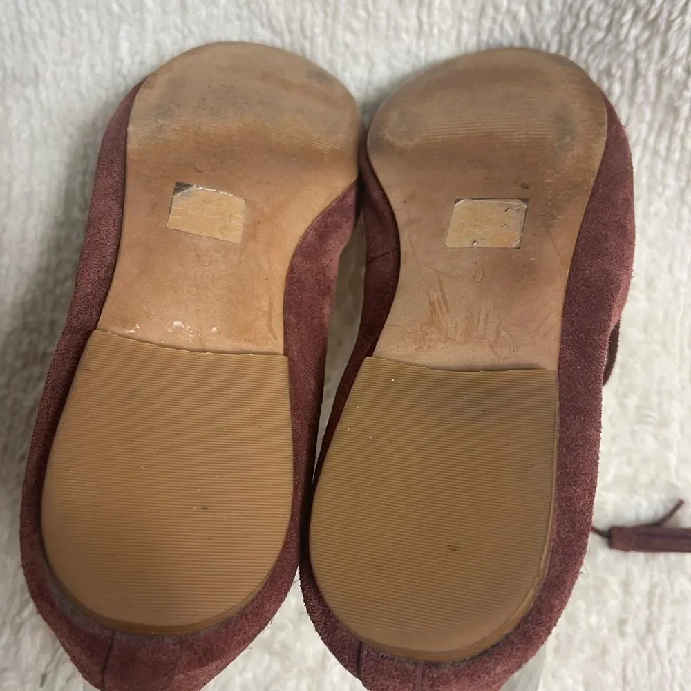 Madewell Brown leather Suede Ballet Flats lace up ankle wrap SZ9